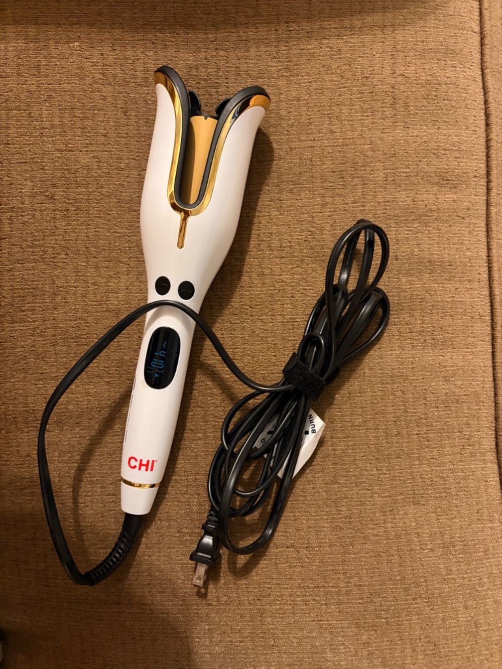 CHI White & Gold Automatic Hair Curler with Digital Display
